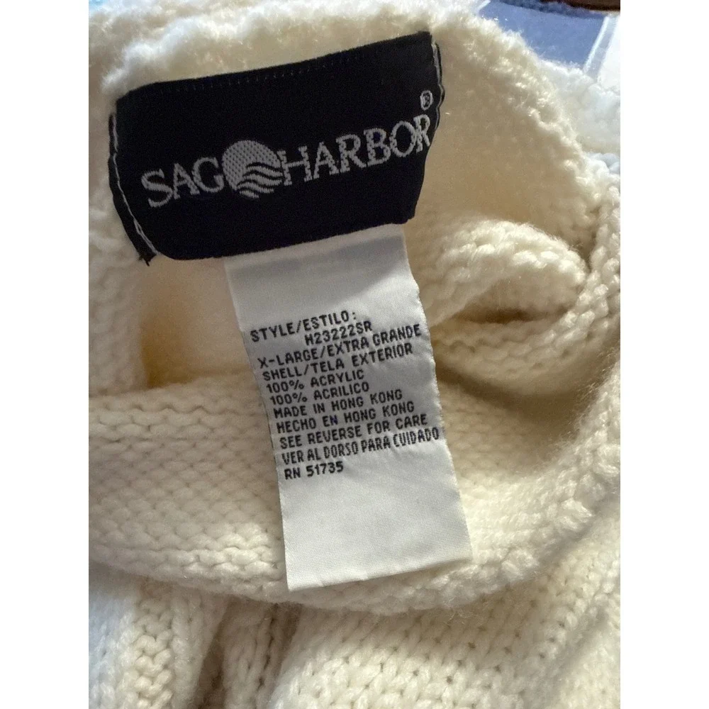 Sag Harbor Cream Cable Knit Turtleneck‎ Sweater Womens XL Acrylic